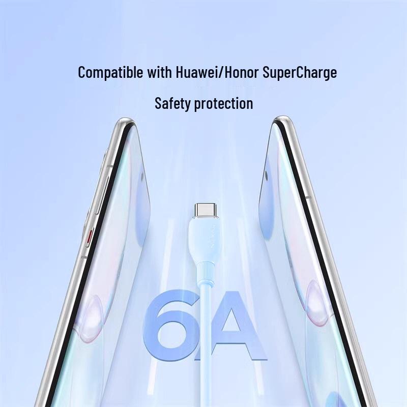 Гибкий Type-C кабель 120 Вт: Быстрая зарядка 6А для устройств Huawei Honor, Силиконовый материал.