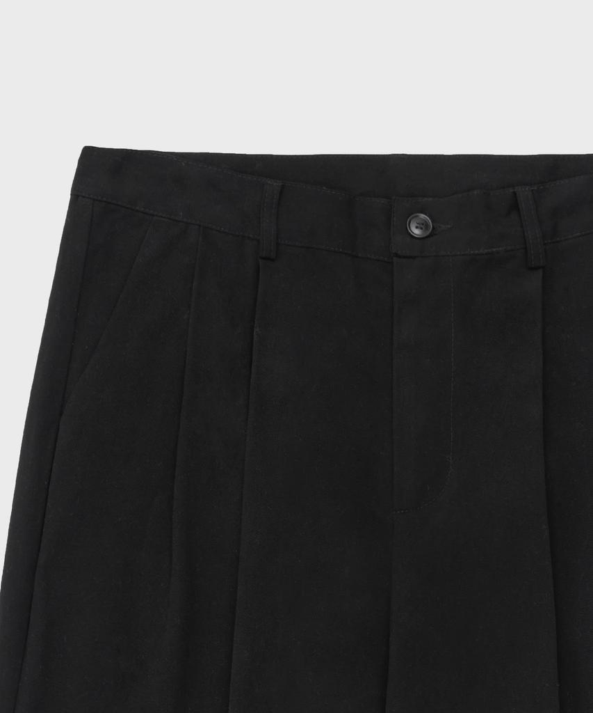 GLW Wide Two-Pleat Cotton Pants Black