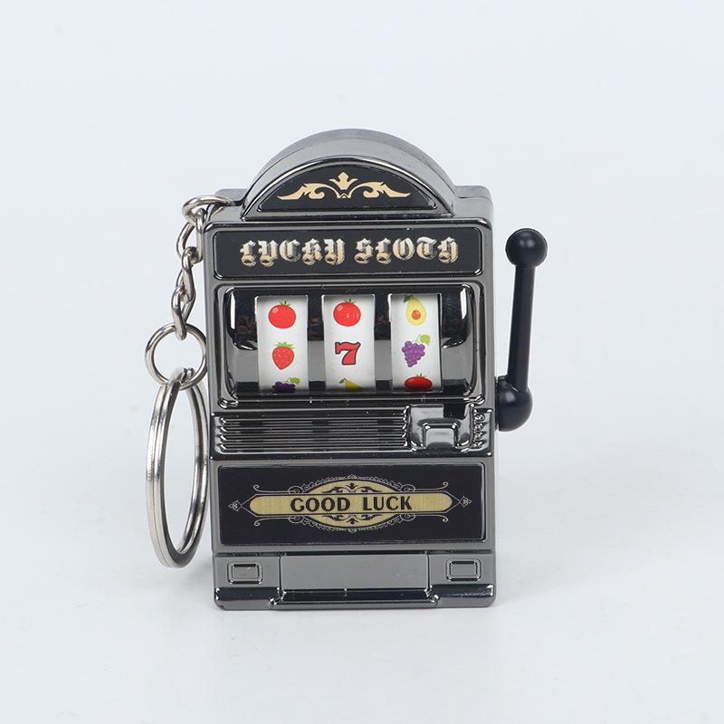 Fruit Slot Machine Keychain Dollhouse Lucky Charm Jackpot Keychains Mini Pendant Bag Charm Novelty Gifts for Adults Home Decor