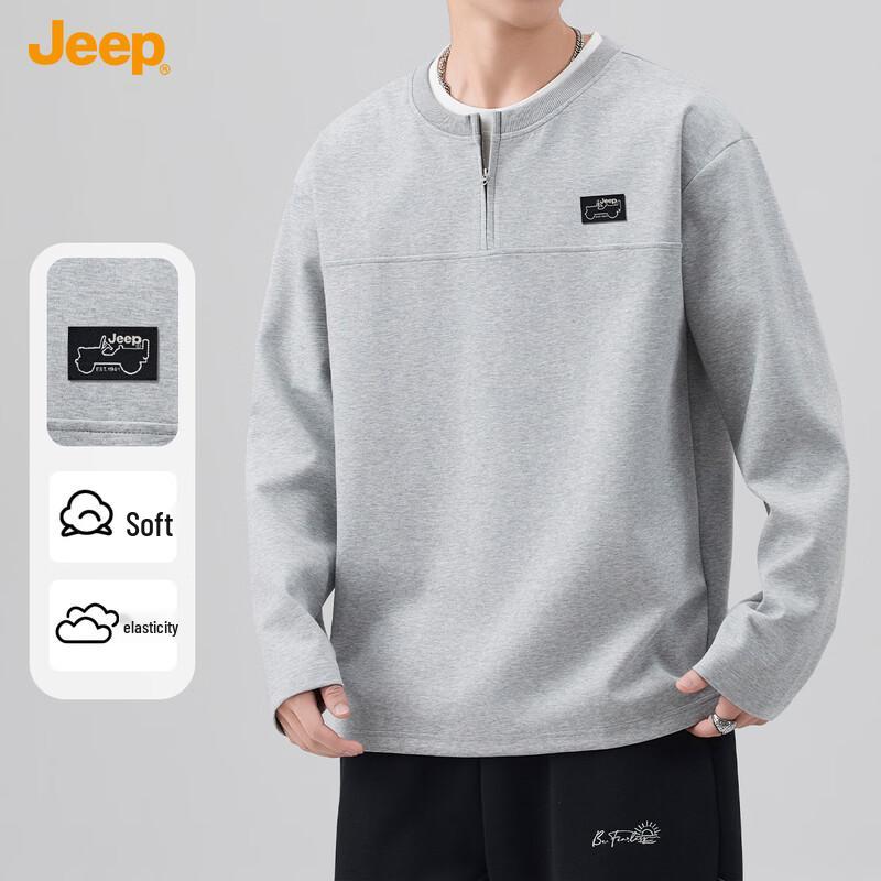 JEEP Men's American Retro Double-Layer Collar Pullover Sweatshirt