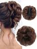 Synthetic Bun Claw Clip Light Brown 6-inch Clip On Hair Wavy Curly Bun Ponytail Extension Wig For Women