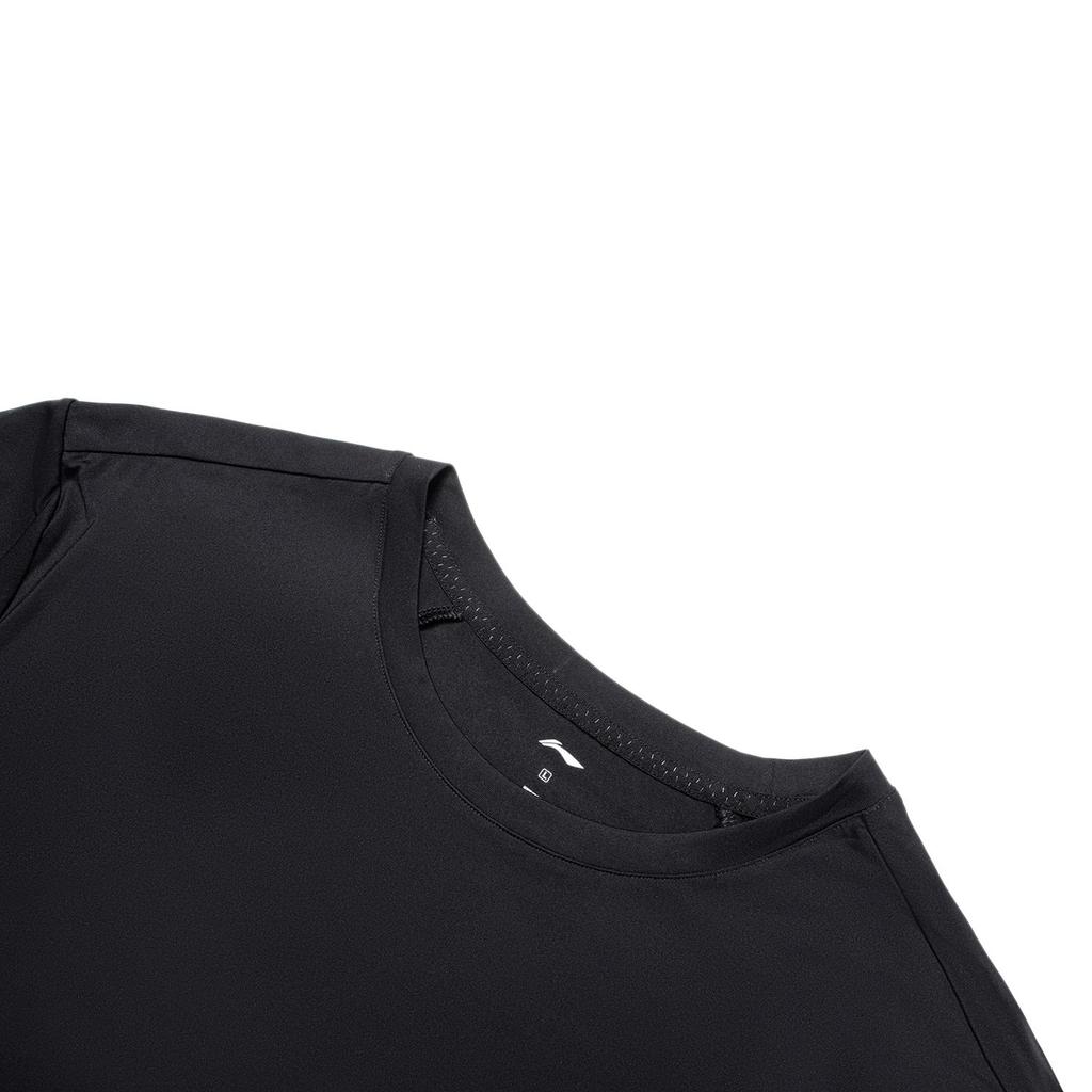 Li-Ning Футболка Fitness Series Letter Print Sun Protection быстросохнущая с круглым вырезом и короткими рукавами для мужчин, черная ATST505-1