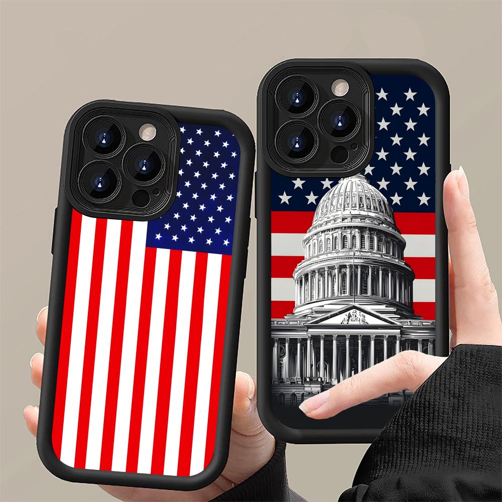 США Флаг Америки Утолщенный ТПУ Чехол для Мобильного Телефона для iPhone 17 16 15 14 13 12 11 Air Pro Max Plus Цветной Чехол