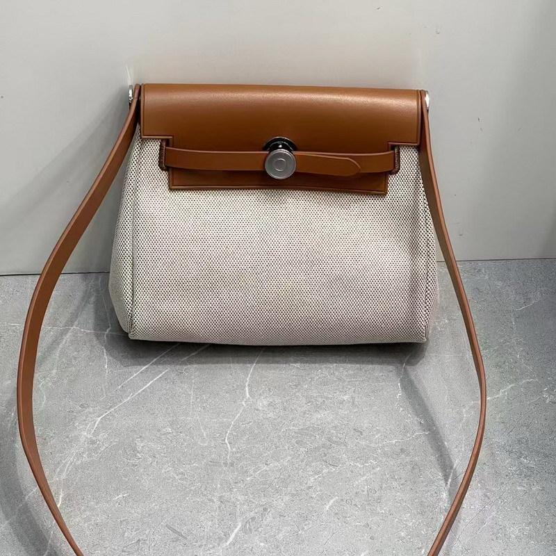 2025 Новинка 22 см сумка из коровьей кожи с холстом и кожей + мини-сумка через плечо из натуральной кожи и ткани