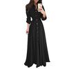 Womens Lady Casual Fashion Long Sleeve Lapel Maxi Long Dress Solid Shirt Dress