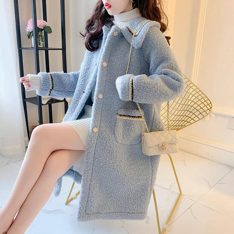 Plush Jacket Female Autumn and Winter Comfortable Soft Solid Color Medium-length Jacket Thickened Casual Versatile Jacket