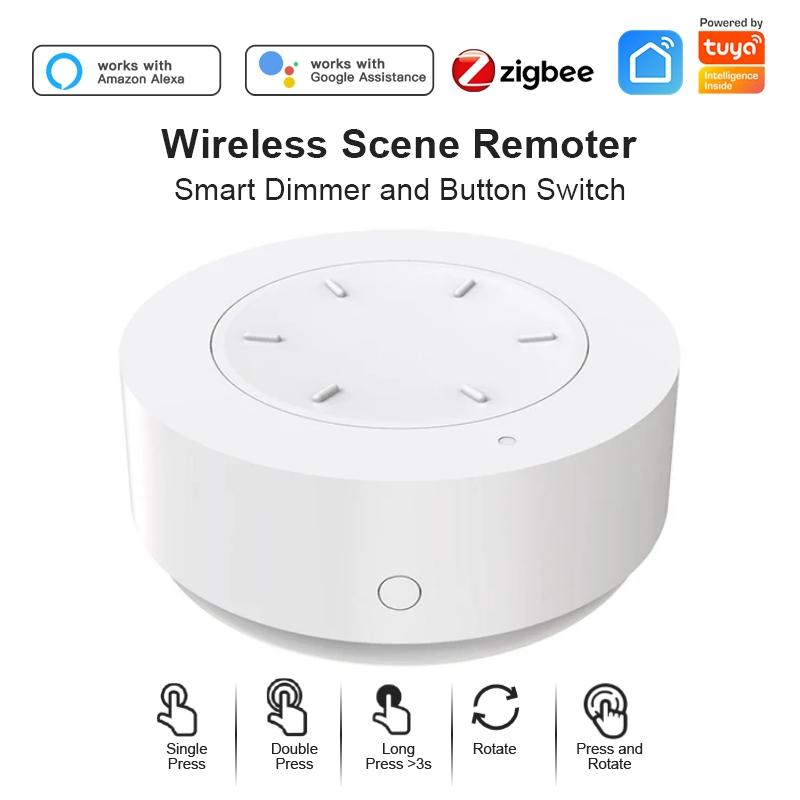 Tuya ZigBee Smart Knob Switch DIY Беспроводная кнопка сцены Поворотный диммер Автоматизация Связь Пульт дистанционного управления Google Home Alexa Voice