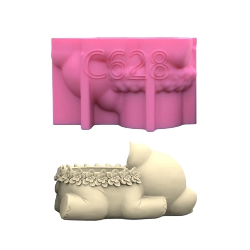 Elephant Gypsum Flower Pots Silicone Resin Mold Epoxy Resin Casting Mold Succulent Vase Cement Mold Candle Holder Mold