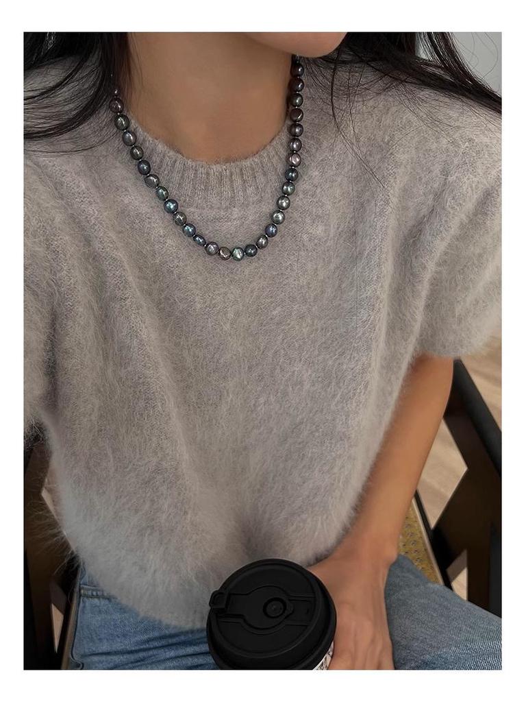 Baroque Peacock Blue Freshwater Pearl Necklace - Light Luxury Colorful Chain