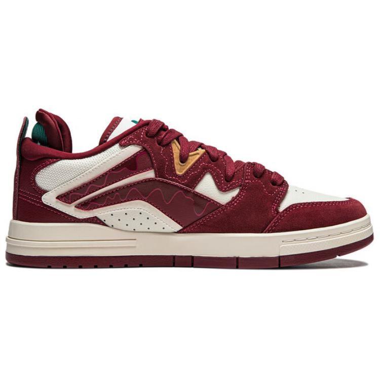 Li Ning Wave Pro Нескользящие Износостойкие Низкие Скейтбордические Кроссовки Мужские Красные Белые AECU027-1