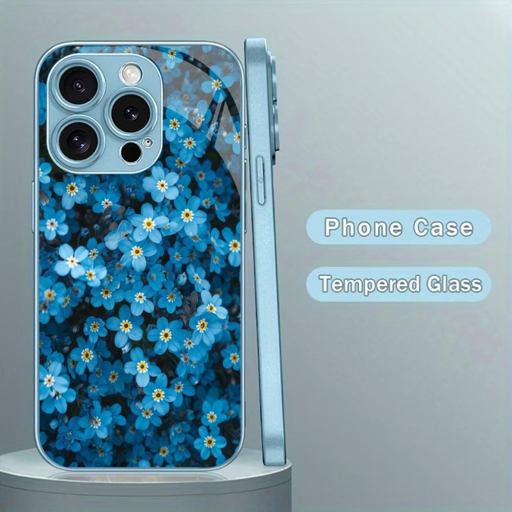 Elegant Blue Forget-Me-Not for iphone 17 case for coque iphone Fashion Case fundas Glass for iPhone 17 16 15 14 13 12pm Pro Plus