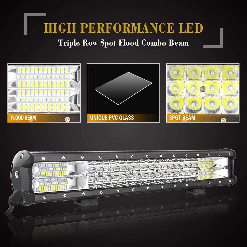 SKYWORLD 20-дюймовый светодиодный рабочий фонарь мощностью 288 Вт, постоянный ток 10–30 В, водонепроницаемый, 6000 К, широкоугольный/узкоугольный, кронштейн для подсветки номерного знака двойного назначения