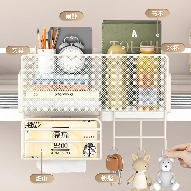 Подвесная прикроватная полка-органайзер для хранения вещей, полка для кровати с крючками, ящик для хранения вещей для общежитий, кровать для мобильных телефонов, стойка для салфеток