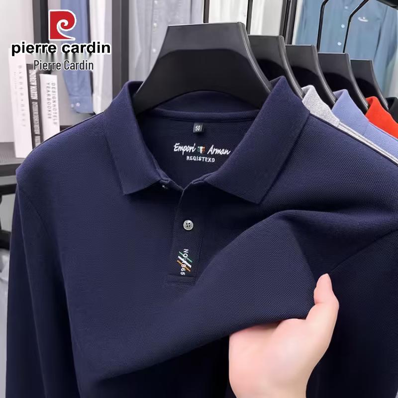 Pierre Cardin Мужская футболка-поло со длинным рукавом 100% хлопок с вышивкой