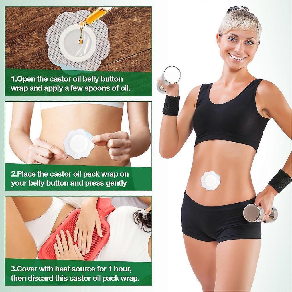 2025 Latest Model  30pcs Castor Oil Pack Wrap for Belly Button, Self-Adhesive