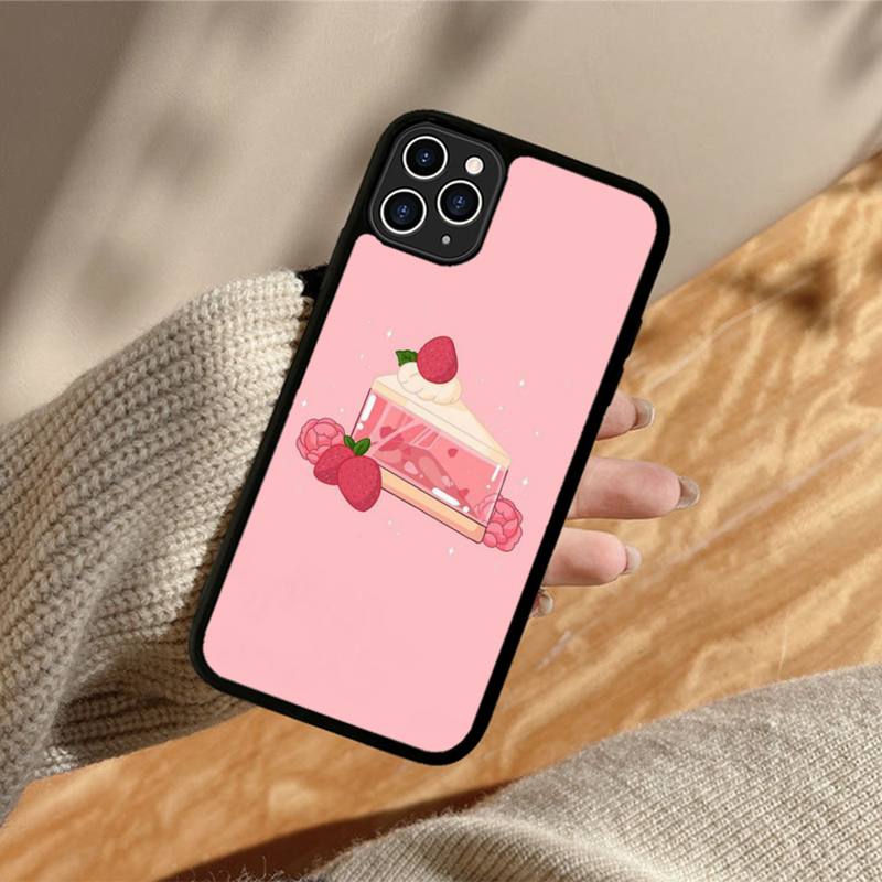 Lovely Strawberry Cake Phone Case Silicone PC+TPU Case for iPhone 11 12 13 Pro Max 8 7 6 Plus X SE XR Hard Fundas