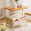 Yousheng Перекатной двухъярусный приставной столик с полкой для хранения, для гостиной, спальни, дивана, кровати, кофейный, чайный столик, тележка-стол с запираемыми колесами