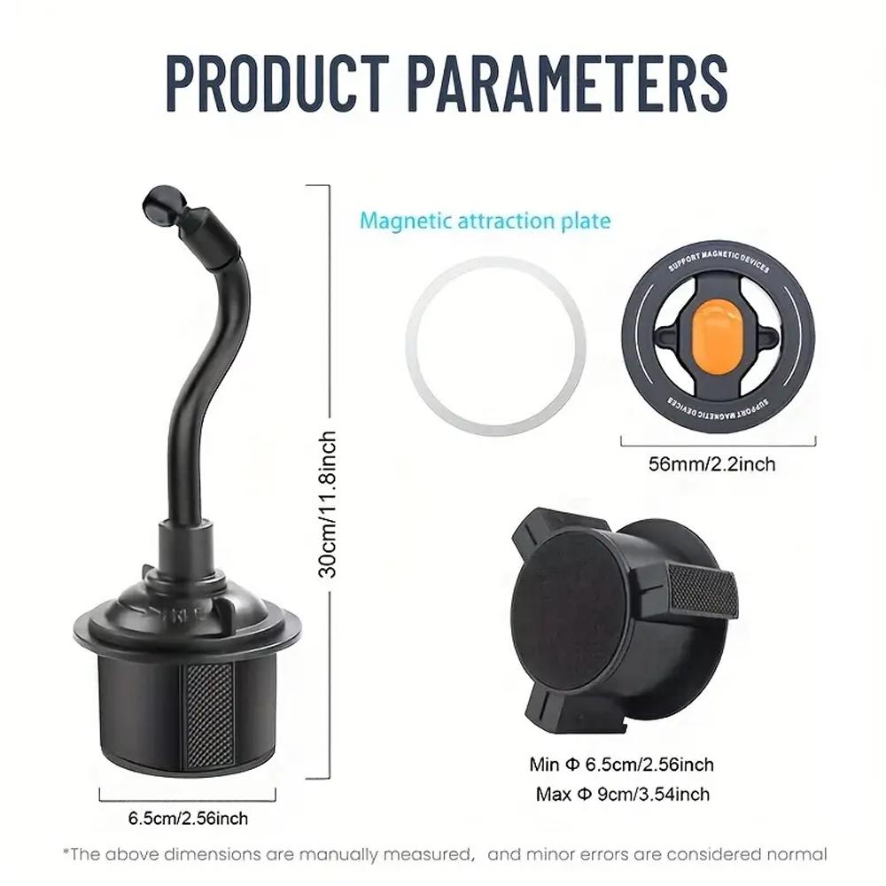 Universal Magnetic Car Cup Mount Phone Holder Stand Cradle for IPhone 16/15/14/13 12 Pro Plus Max 4-7" Cellphone Smartphones GPS