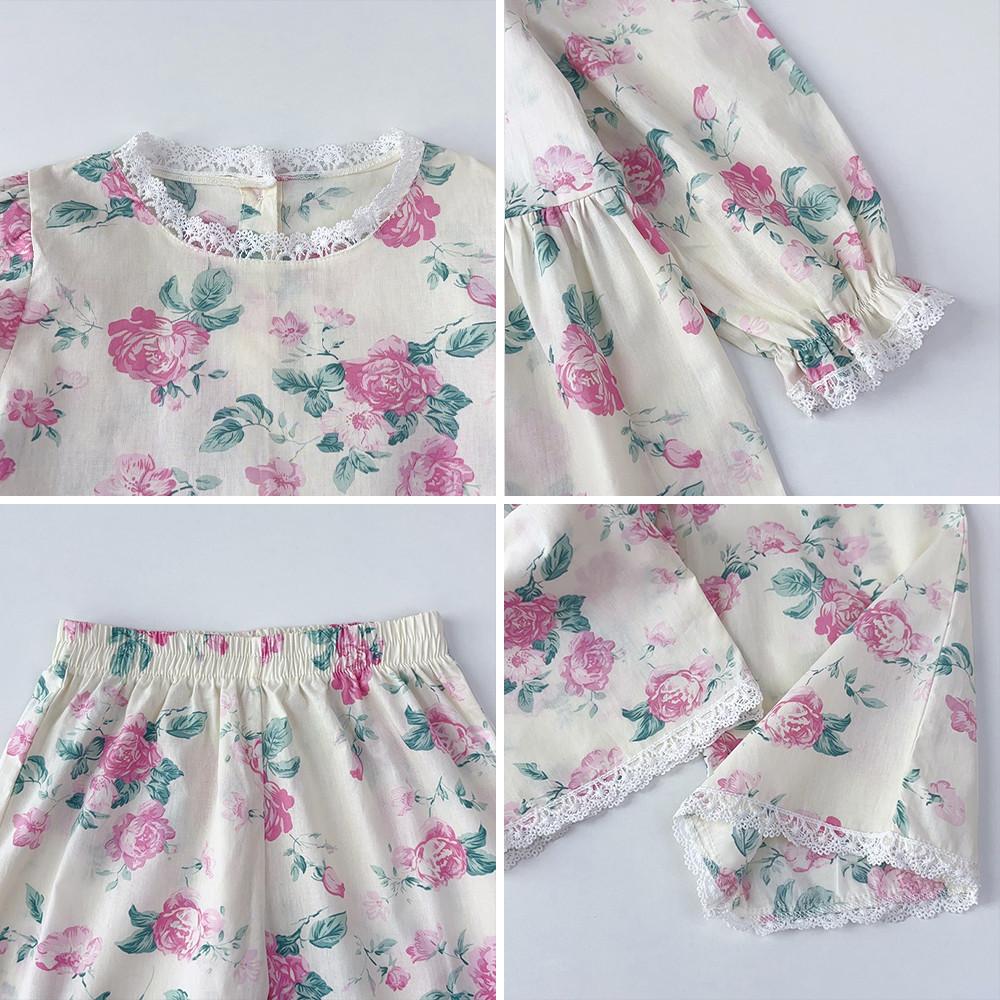 Костюм с длинными рукавами для девочек Bear Leader 3-7 лет, розовый цветочный принт, хлопковый топ + штаны, комплект из двух предметов TZ241