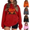 Ayollar uchun kundalik yumaloq bo'yinli uzun qisma pulover, Halloween bosmali top, uzun qisma xudi