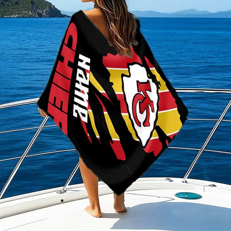 1PC Custom Name Beach Towel Kansas City Fan Gear Beach Towel, Suitable for Camping, Travel, Beach Accessories, Super Absorbent, Family Gift
