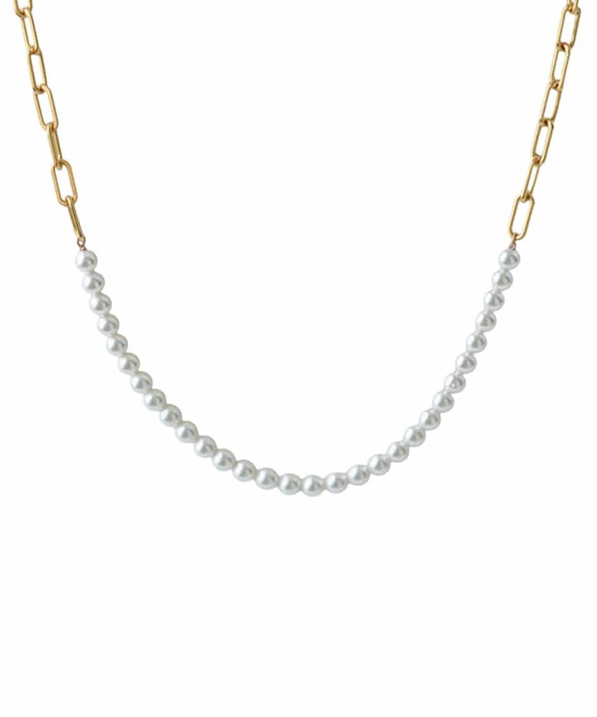 Alleun Silver 925 Clip Pearl Square Chain Necklace