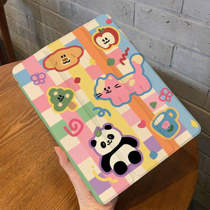 For Smart Case iPad Gen 9 10.2 New High Quality Cute Colorful Cartoon Pattern Tri-fold iPad Case Air 4 10.9 Pro12.9 Air 3 10.5 with Pencil Holder