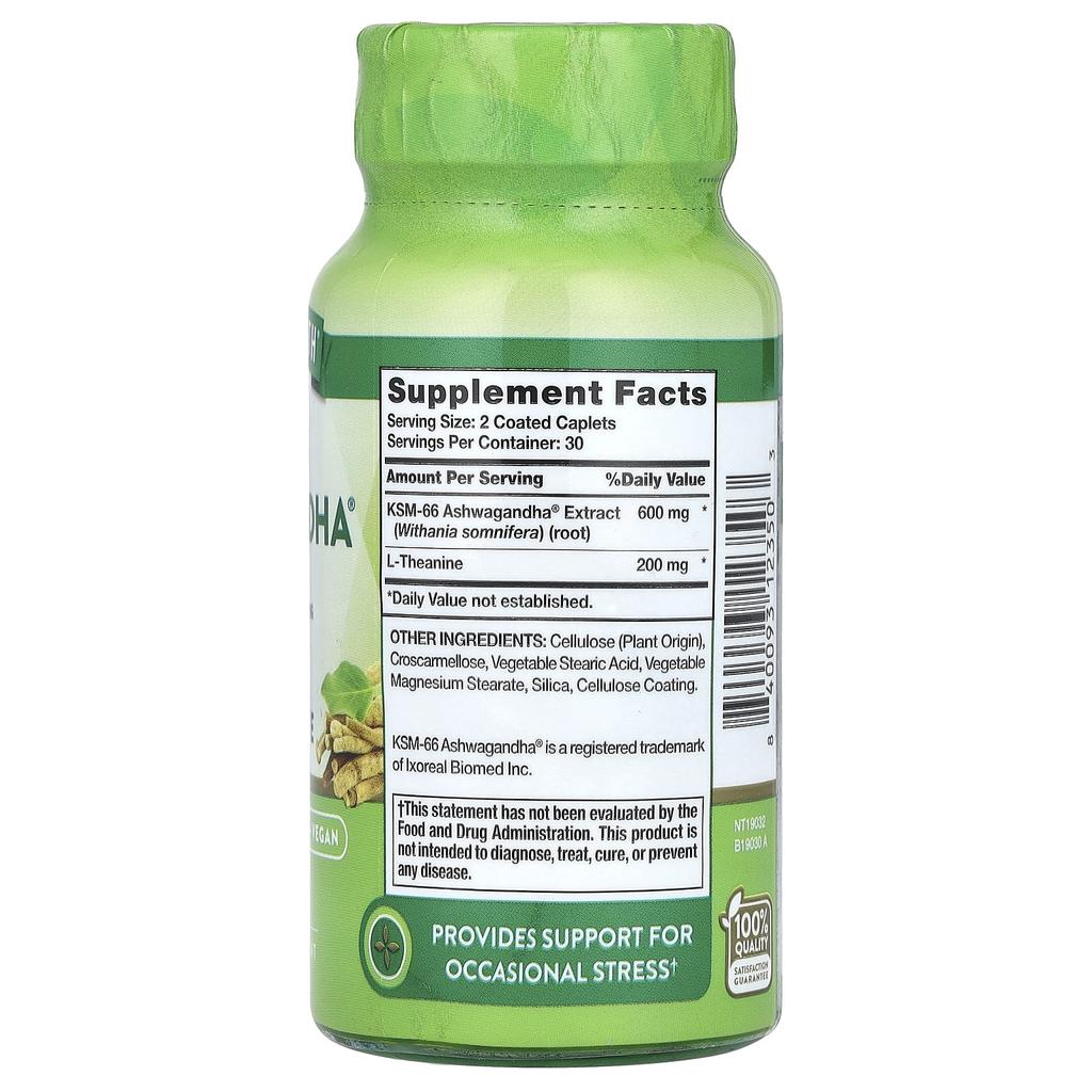 Nature's Truth Ksm-66 Ashwagandha, L-Theanine, Coated Tablets, 60 Tablets