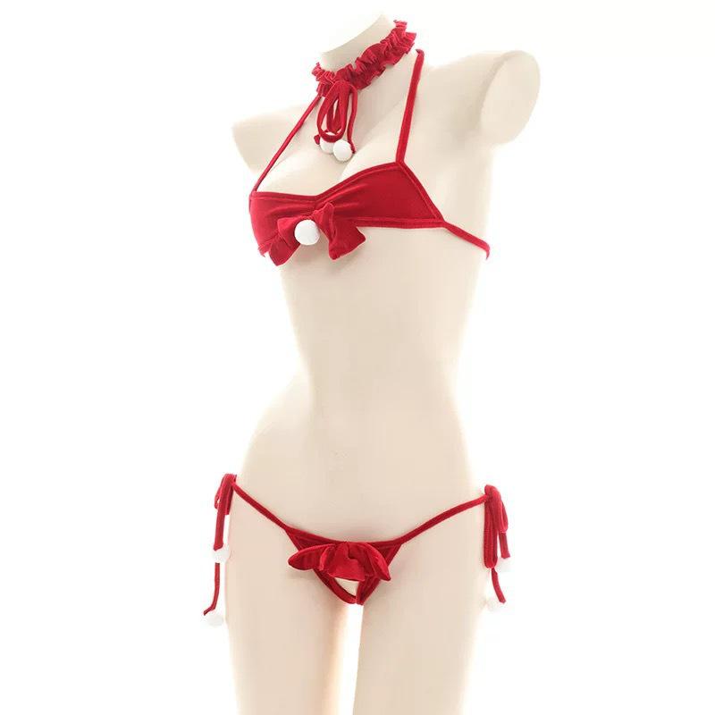 Страстный пушистый шарик стринги бикини рождественский костюм набор