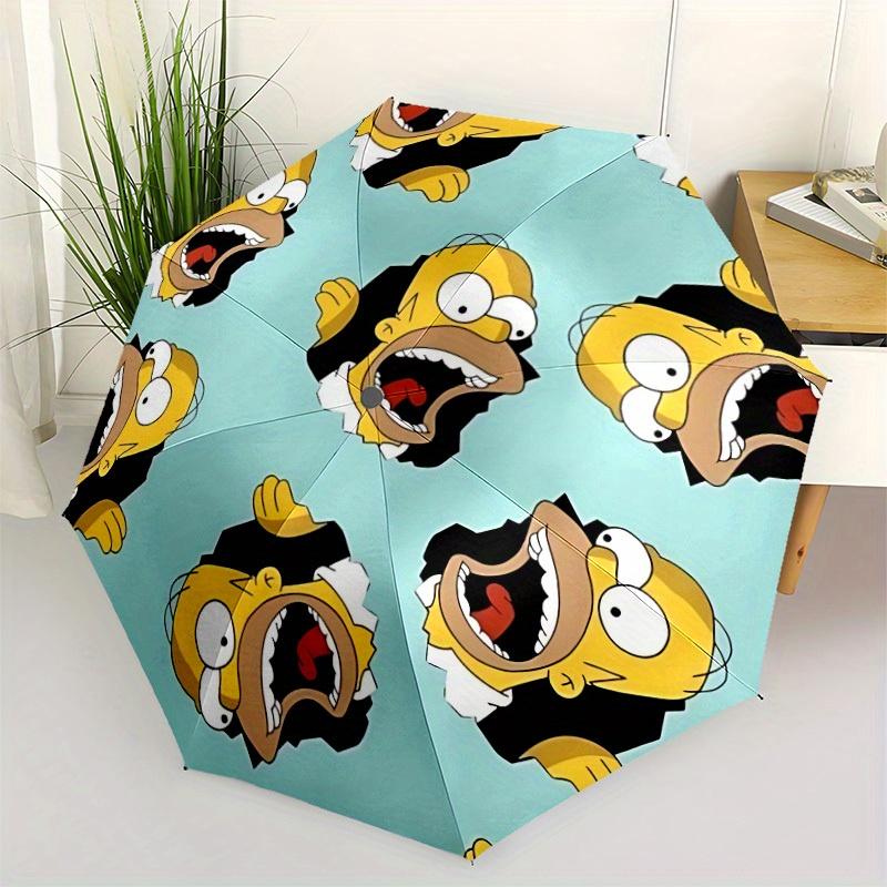 1pc Homer Simpson Automatic Umbrella, Portable Foldable 8-Rib Manual Open with Skeleton Hand,  Durable Canopy yy250730122