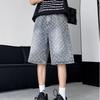 Men's Summer Retro Starry Sky Denim Shorts - High Street Tall 5-Point Breeches
