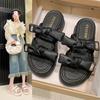 Fashion Bow Shaped Slippers for Women's Summer Outdoor Wear 2024 New Fairy Style Thick Sole Height Increasing One Line Cool Mop
