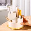 Storage Box 360° Rotating Pen Holder 3-Grid Pen Pencil Organizer Makeup Brush Holder  School Office