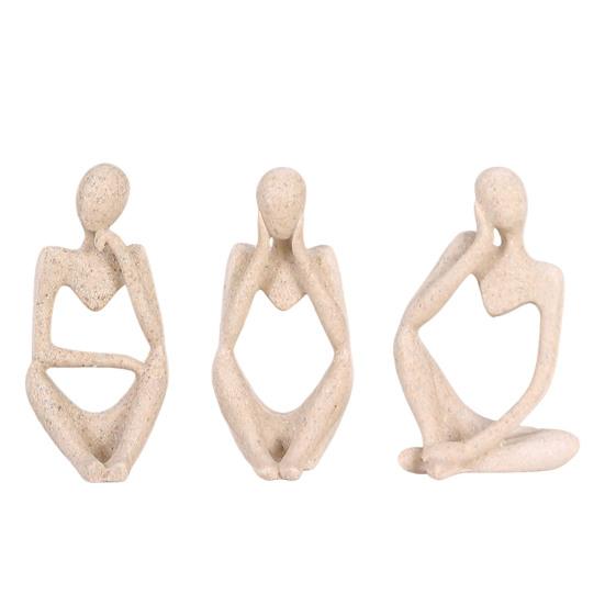 3 шт. абстрактная фигурка мыслителя, мини-статуэтка сидящего мыслителя из смолы, скульптура для гостиной, домашнего офиса, книжной полки, украшения для рабочего стола