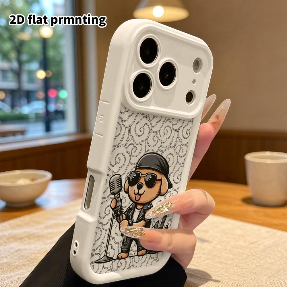 Phone case: 2D flat design suitable for iPhone 18 17 16 15 14 13 Pro tiered protective case, rock dog, Christmas and Halloween holiday gift