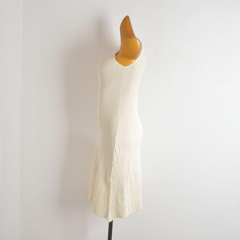 Knitting Camisole Dress Women's Summer Sexy Open Back Pure Color Sleeveless Silm Slim Looking Mid Length Long Length Bodycon Dress