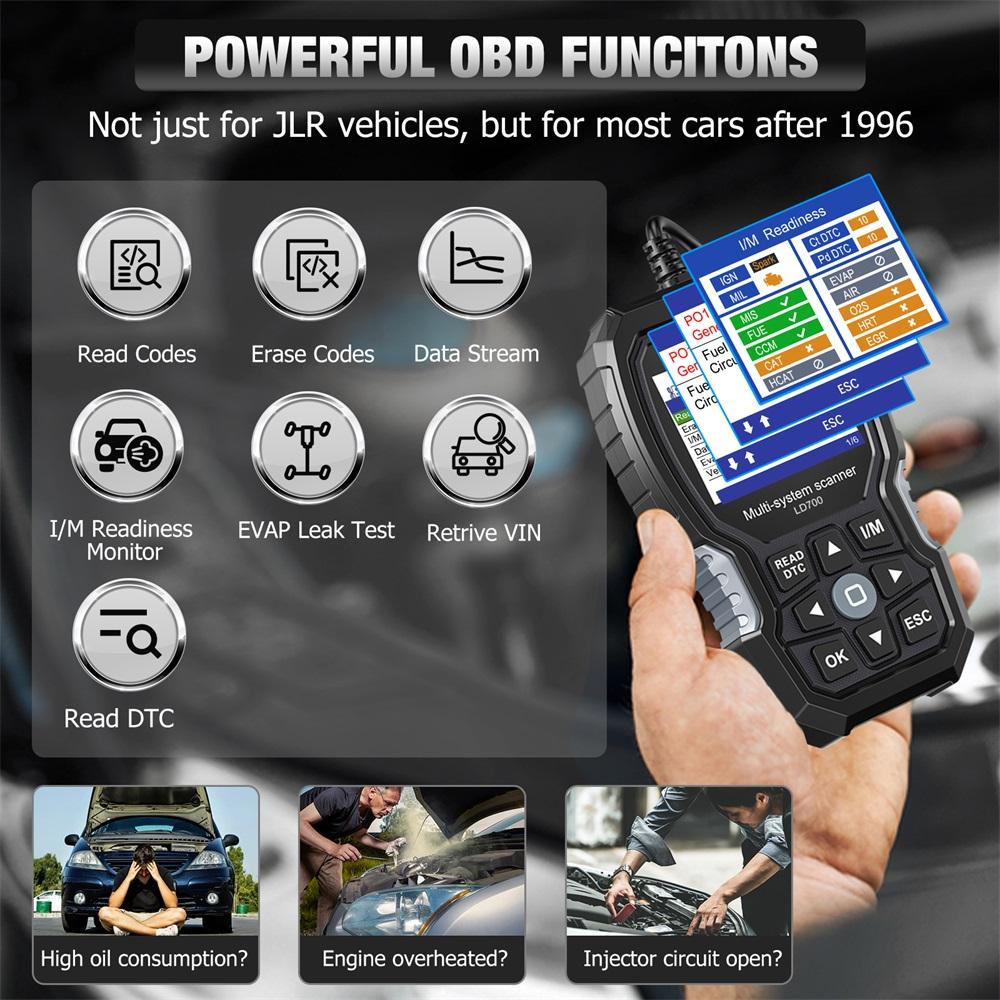 Для Land Rover Jaguar Автомобильный Диагностический Инструмент Всей Системы ANCEL LD700 OBD2 Сканер EPB BMS DPF ABS TPMS Сброс Масла OBDII Считыватель Кодов