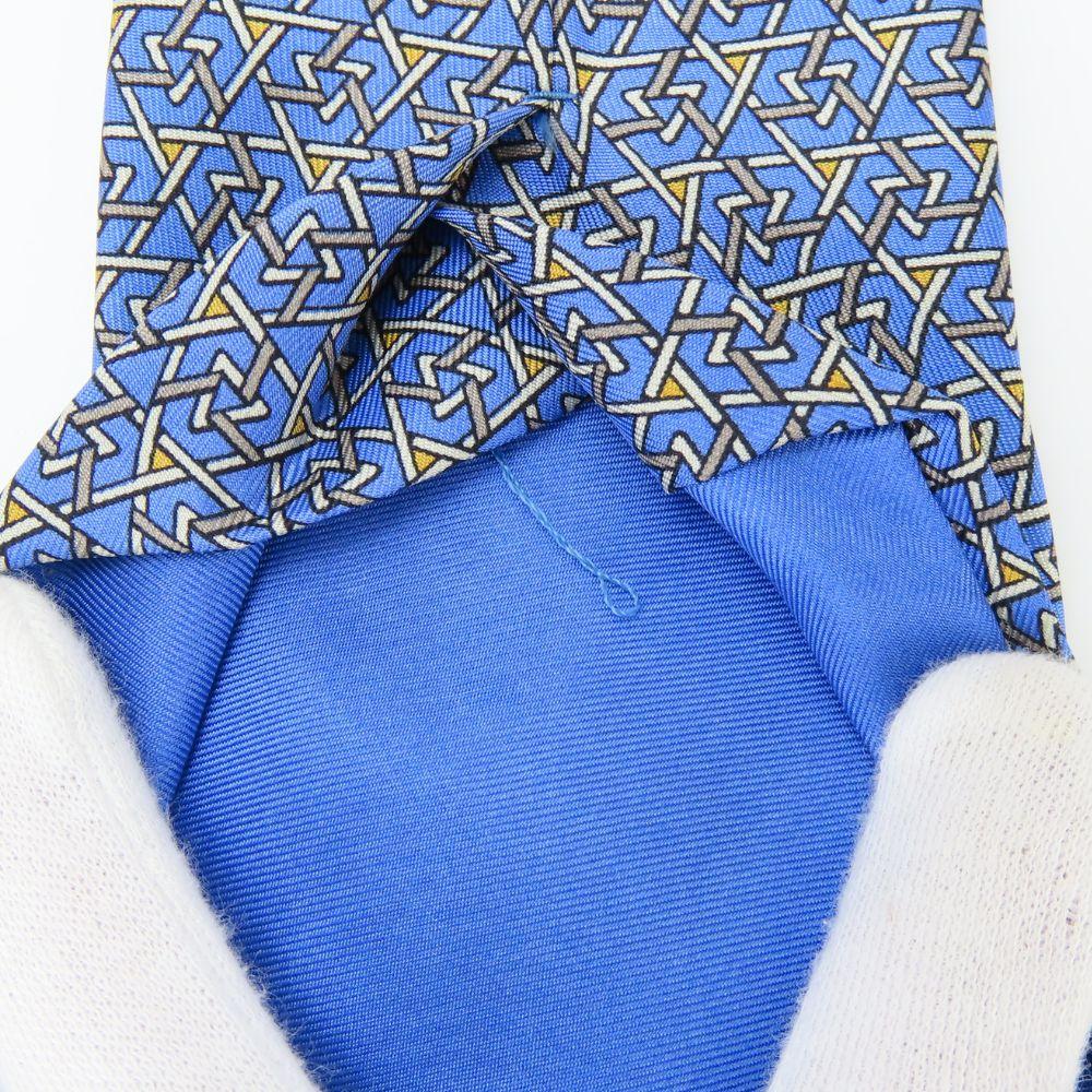 Used HERMES Tie Silk Blue Overall Handle