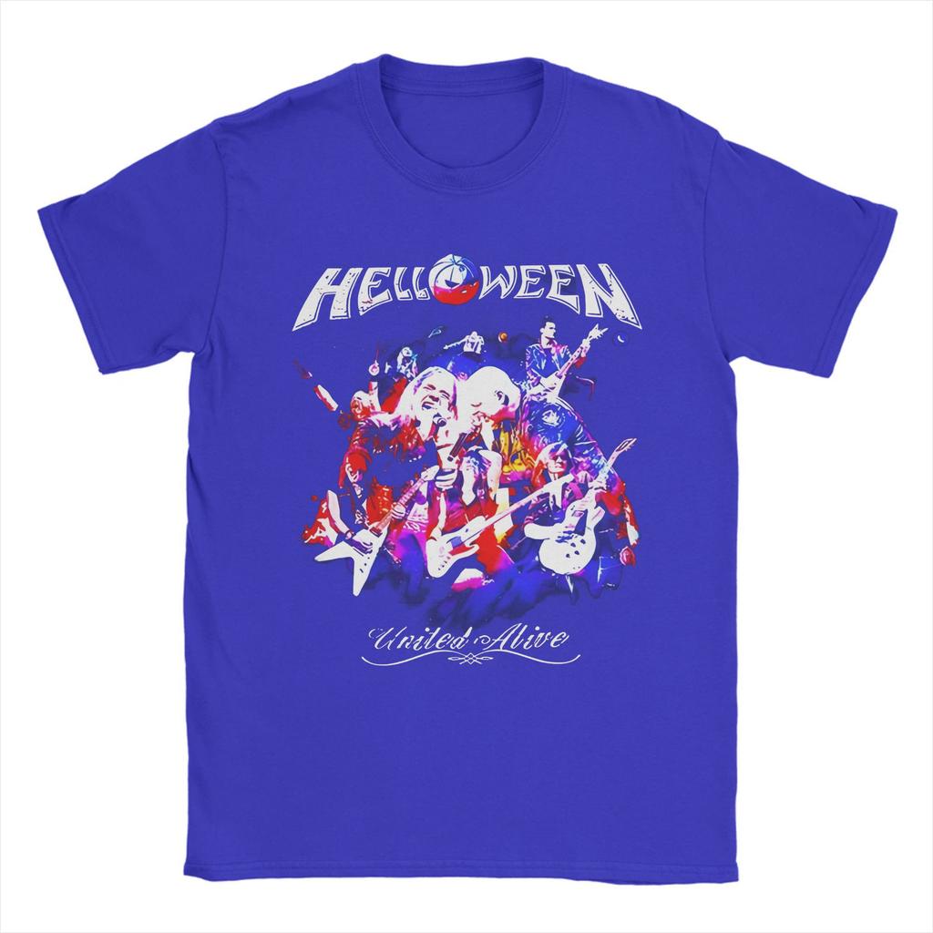 Мужские футболки Heavy Metal Helloween Band Смешные хлопковые футболки с коротким рукавом German Power Rock Футболки с круглым вырезом Одежда Лето