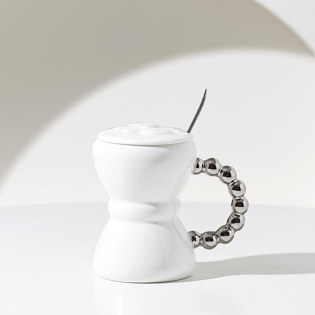 Керамическая чашка в стиле легкой роскоши с крышкой, ложкой, сумкой-бантом, чашка для кофе, чашка для питья для пары, офисная бытовая чашка, герметичная