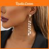 Simple And Elegant Asymmetric Faux Pearl Tassel Earrings For Women