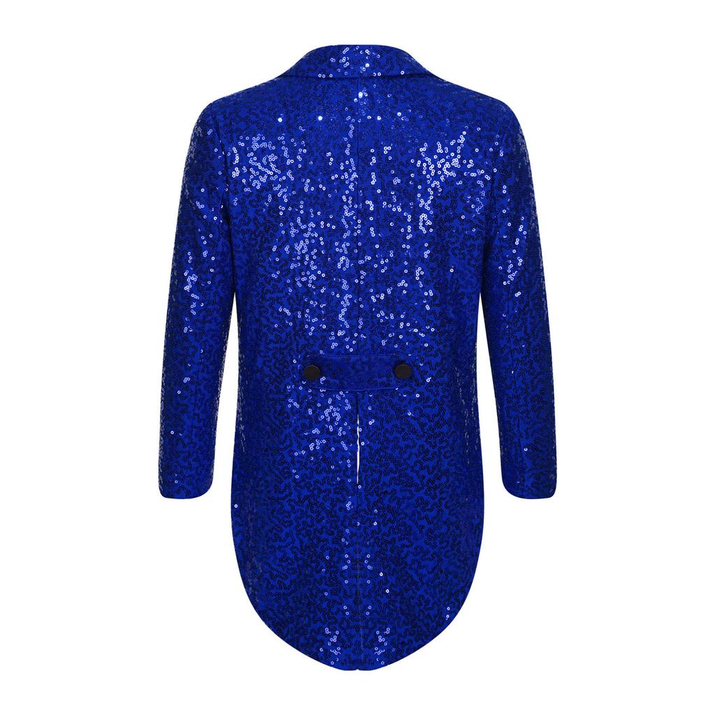 Детский фрак с блестками для мальчиков, куртка классического кроя, смокинг, платье-смокинг с волшебными шоу, пальто