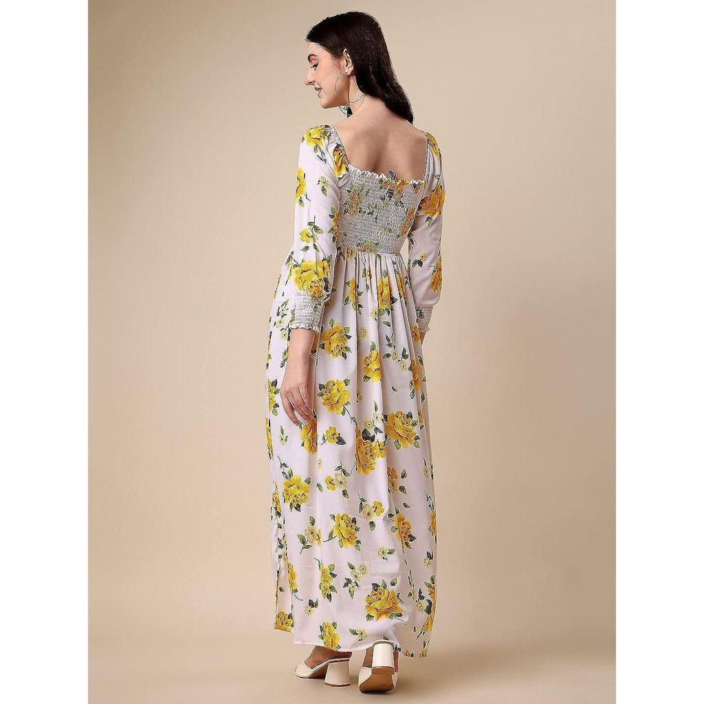 Sheetal Associates Women's Floral Printed Crepe Full Length Dress
