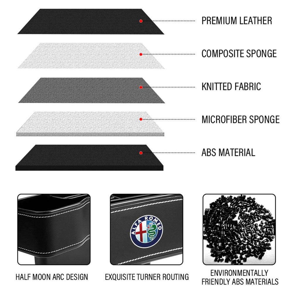 Leather Car Seat Gap Storage Box Seam Filler Organizer Auto Accessories For Alfa Romeo 159 Giulietta Giulia 147 156 Mito Stelvio
