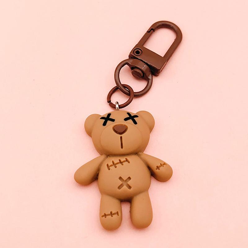 Прохладный черный медведь брелок для ключей кофейная чашка крышка от бутылки кролик кулон автомобильный брелок для ключей рюкзак подвески сумка Декор аксессуары