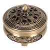 Coil Incense Burner with Lid Antique Beautifully Carved Electroplating Zinc Alloy Incense Burner