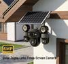 V380 Solar-Powered Triple-Lens Outdoor Smart Surveillance Camera with LED Light
