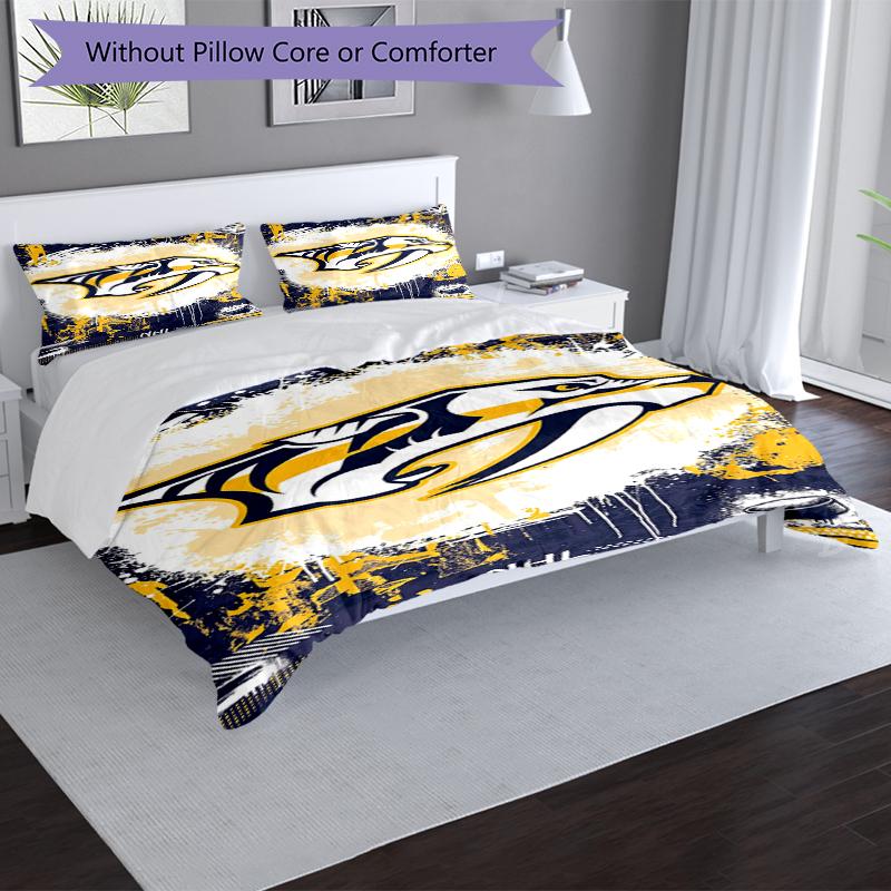 Nashville Predators Themed Bedding 3Pcs Duvet Cover Set Decorative Bed Linen For Teen Room Home Decoration
