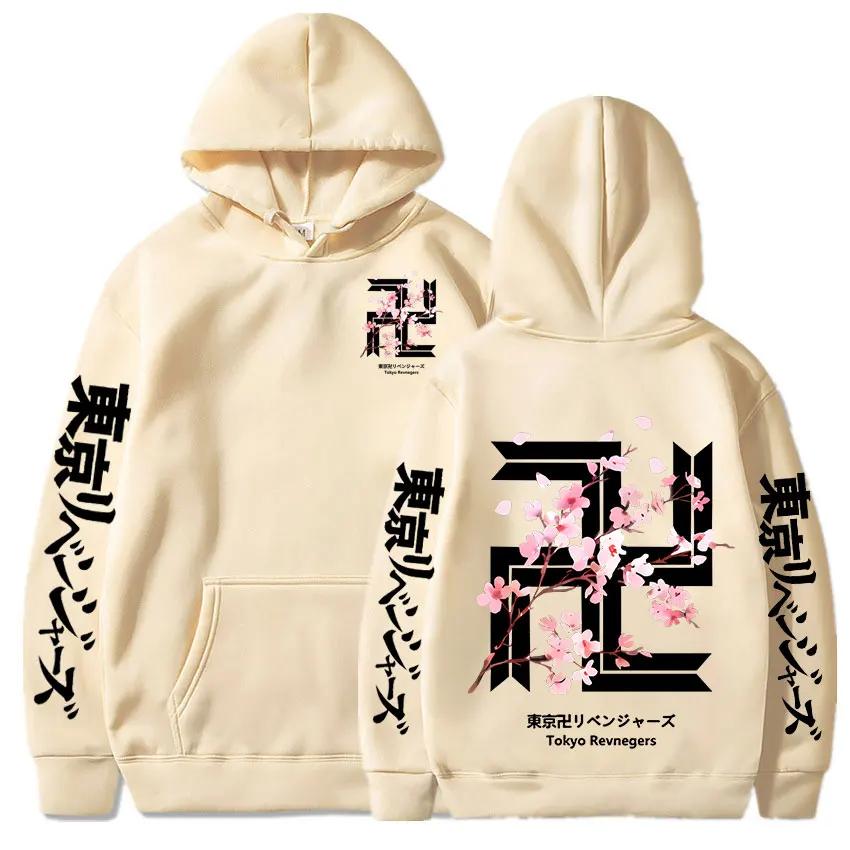 Japan Anime  Revengers Cherry Blossom Graphics Hoodies Autumn Fleece Tokyo Gang Sweatshirts Cozy Clothes Tops