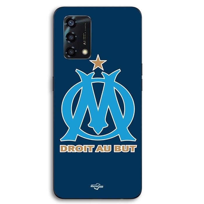 Coque - MANIACASE - Oppo A95 - Silicone TPU - Logo OM - Fond bleu